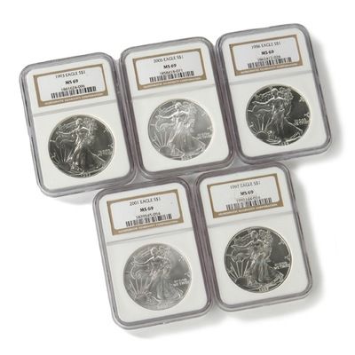 "High 5" Silver American Eagles MS69