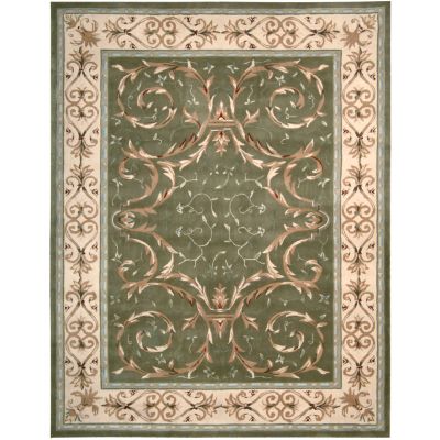"Scroll" Beige 5' x 7'6" Wool Rug