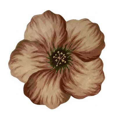 "Bloom" Rust 3' x 3' Floral Shaped Wool Rug