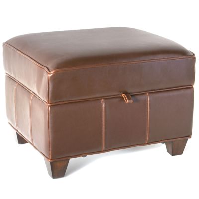 "Nicolas" Leather Ottoman with Storage