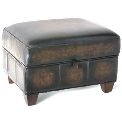 "Nicolas" Top Grain Leather Ottoman with Storage