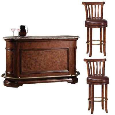 Howard Miller "Ithaca" Bar with Two Barstools