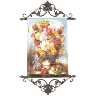 Still Life Canvas w/ Ornate Hanging Rods