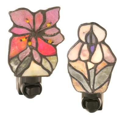 Poinsettia and Lily Night Lights - Set of Two