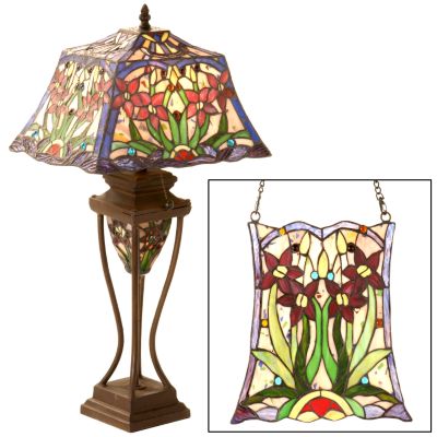 "Bellissima" Double-Lit Table Lamp w Glass Panel