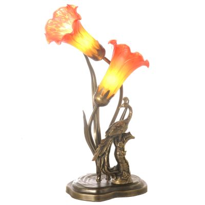 Two-Lily & Peacock Accent Lamp