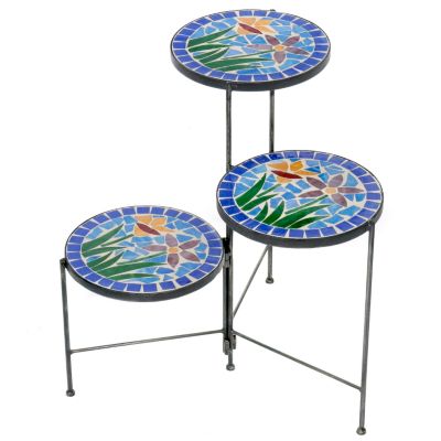Azzurra Three-Tiered Mosaic Stand