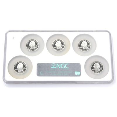 2007 5-Piece Silver Quarter Proof Set NGC PF70 w/Multi Holder