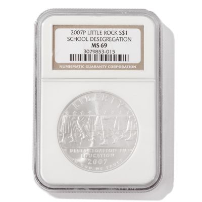 V39521 - 2007 Little Rock Central High School Desegregation Silver Dollar MS69 NGC