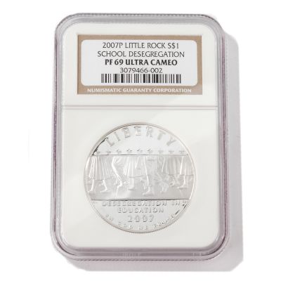 V39523 - 2007 Little Rock Central High School Desegregation Silver Dollar PF69 NGC