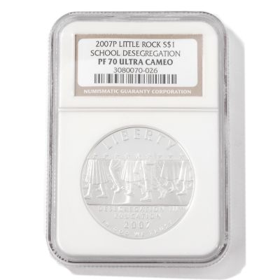 V39524 - 2007 Little Rock Central High School Desegregation Silver Dollar PF70 NGC