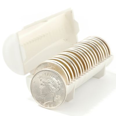 10-AU Peace Silver Dollars & 10-AU Morgan Silver Dollars w/ Airtight Holder