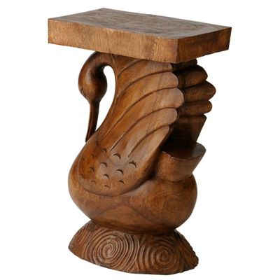 Handcarved Swan Side Table