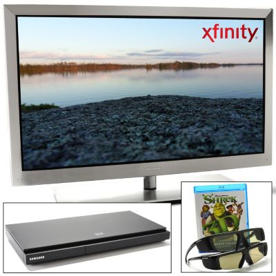 Samsung 46" 1080p 240Hz 3D LED-LCD HDTV w/ HDMI Cable, Blu-ray Player, Shrek Bundle & Two 3D Glasses