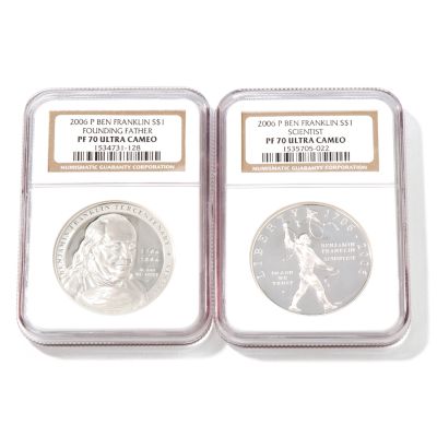 V40289 - Benjamin Frankiln Founding Father & Scientist PF70 NGC