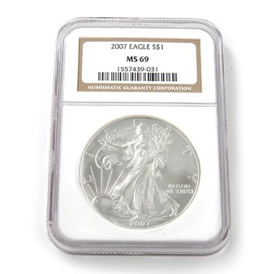 2007 Silver American Eagle NGC MS69
