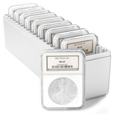 2007 10pc Silver American Eagle NGC MS69