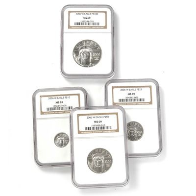 2006-W 4pc Platinum American Eagle NGC MS69