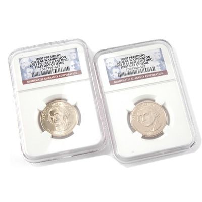 2007 P&D Mint 1st Day Issue 2pc George Washington Presidential Dollars