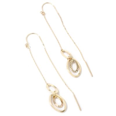 14K Gold Three Ovals Threader Earrings