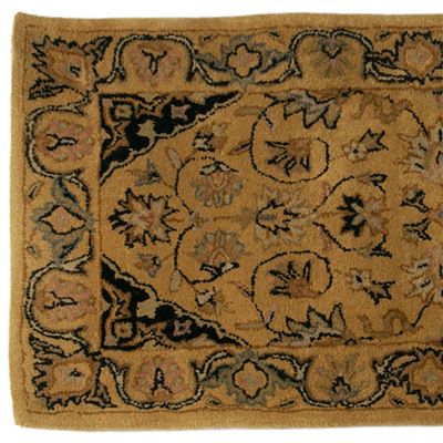 Persian Gold 2.5' x 8' 100% Wool Runner w Bonus Scatter Rug