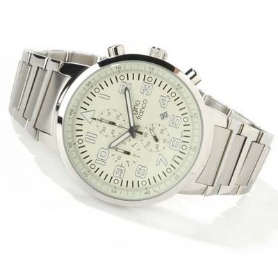 **Web Only** Gino Franco Men's Onyx Chronograph Stainless Steel Bracelet Watch