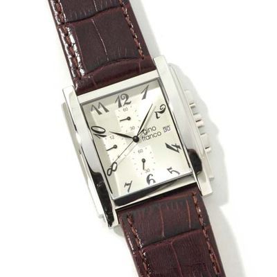**Web Only** Gino Franco Men's Imperial Chronograph Stainless Steel Leather Strap Watch