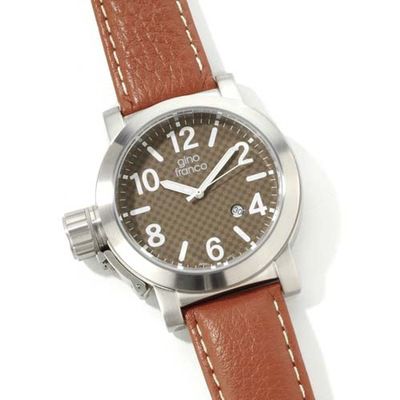 **Web Only** Gino Franco Men's Westside Stainless Steel Leather Strap Watch