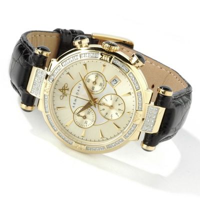 Armadani Men's Classic Chronograph Stainless Steel Leather Strap Watch
