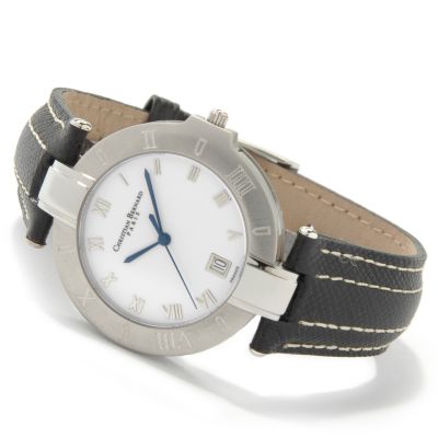 Christian Bernard Men's Angara Stainless Steel Leather Watch