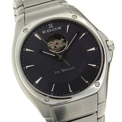 Edox Men's Stainless Steel Open Heart Gray Watch