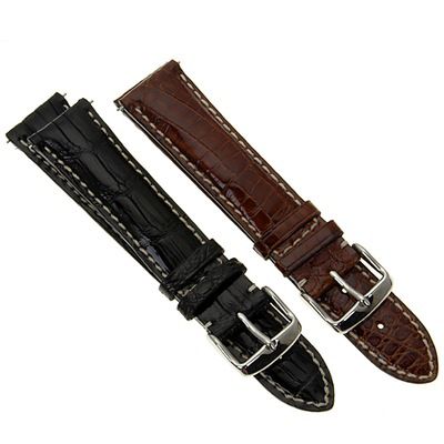 20mm Genuine Crocodile Contrast Stitch Strap