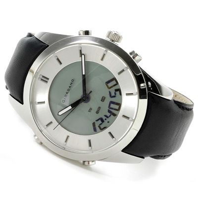 Giordano Men's Stainless Steel Analog-Digital Leather Watch