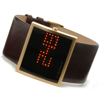 Giordano Men's Digital Stainless Steel Leather Strap Watch
