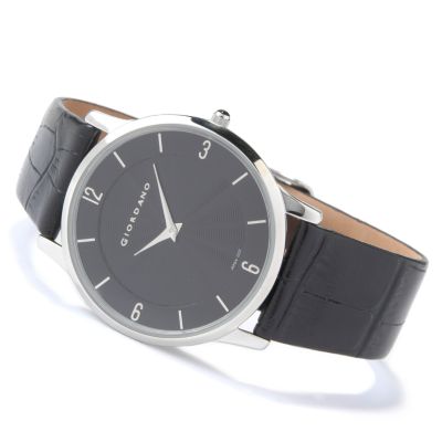 Giordano Men's or Women's Stainless Steel Leather Strap Watch