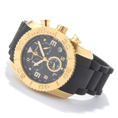 V48939 - Swiss Legend Men's Gold-Tone Commander Chronograph Rubber Strap Watch