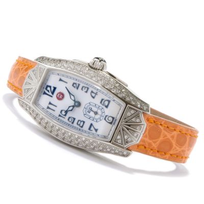 Michele Women's Coquette Diamond Alligator Strap Watch