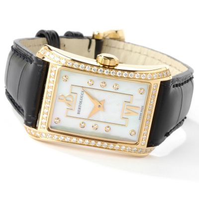 Bertolucci Men's Fascino 18K Diamond Leather Strap Watch