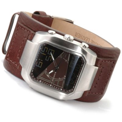 Giordano Men's Analog-Digital Leather Strap Watch