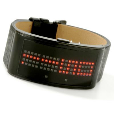 Giordano Men's LED Light Master Stainless Steel Digital Leather Strap Watch