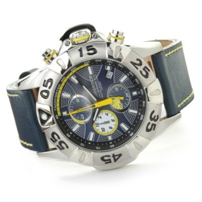 Immersion Men's Stream Stainless Steel Chronograph Leather Strap Watch