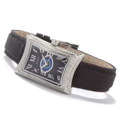 Elini Women's Nazar Lucky Eye Diamond Grosgrain Strap Watch