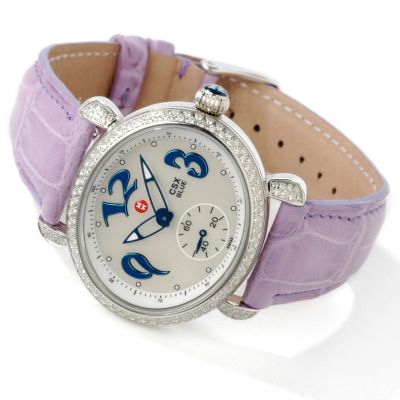 Michele Women's CSX Blue Alligator Strap Watch