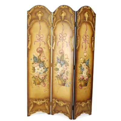 "Adolphe" Hand painted Three-Panel Floor Screen