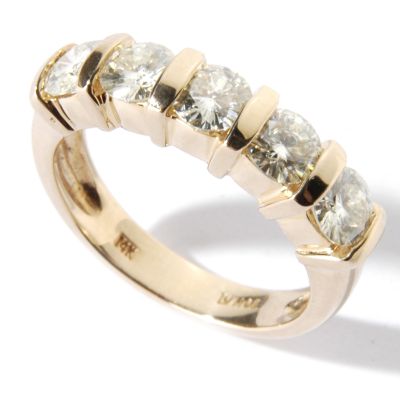 14K Gold 5-Stone Moissanite 