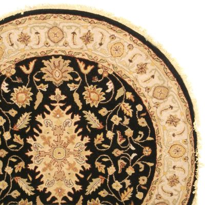 "Enzo" Black 6' Round Hand Tufted 100% Wool Rug