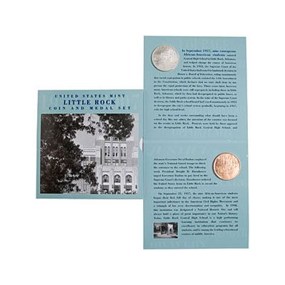 V50083 - Little Rock Central High School Silver Dollar Coin & Bronze Medal Set