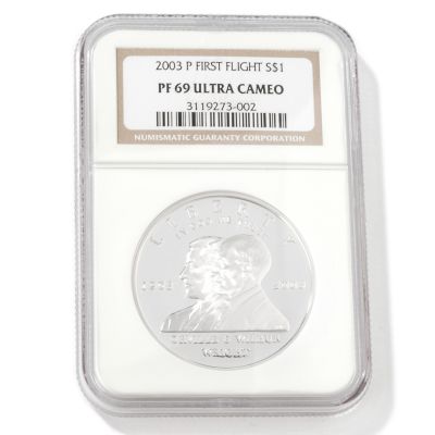 V50147 - 2003 First Flight Commemorative Silver Dollar PF69 Ultra Cameo NGC