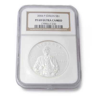 2004 Thomas Edison Commemorative Silver Dollar PF69 Ultra Cameo NGC