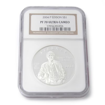 V50153 - 2004 Thomas Edison Commemorative Silver Dollar PF70 Ultra Cameo NGC